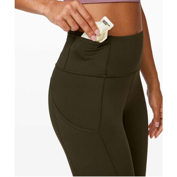Lululemon Leggings Fast & Free 7/8 Tight II Non Reflective Nulux 25" Dark Olive - Picture 3 of 10